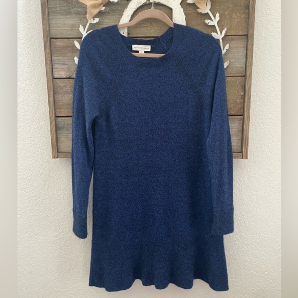 White+Warren blue black cashmere tunic dress size S